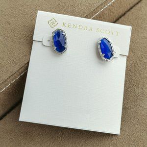 Kendra Scott Ellie Earrings Silver Cobalt Cats Eye